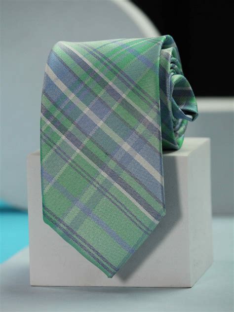 Green Check Handmade Silk Necktie