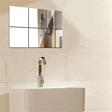 Decorner - 6 Very Big Square Silver Mirror Wall Stickers For Wall Size ...