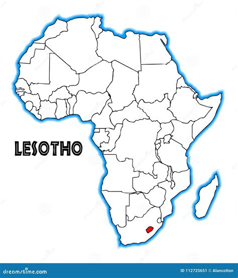 Lesotho Map In Africa Zoom Version, Icons Showing Lesotho Location And ...