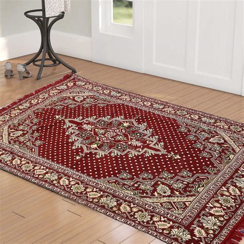 Buy Kuber Industries Traditional Area Rug (Maroon, Cotton, Standard ...