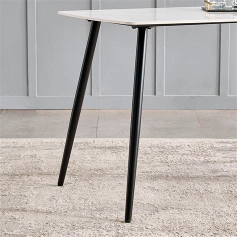 Buy Helios Leo Sintered Stone 4-Seater Dining Table - White from Home ...