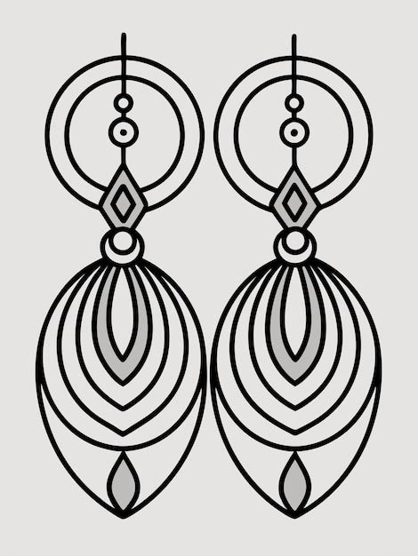 Boucles d'oreilles pages de coloriage isolées pour enfants et adultes ...