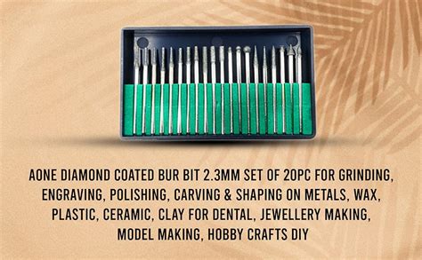 Aone Diamond Coated Bur Bit Set of 20 pieces Mandrel 2.3mm for Grinding ...