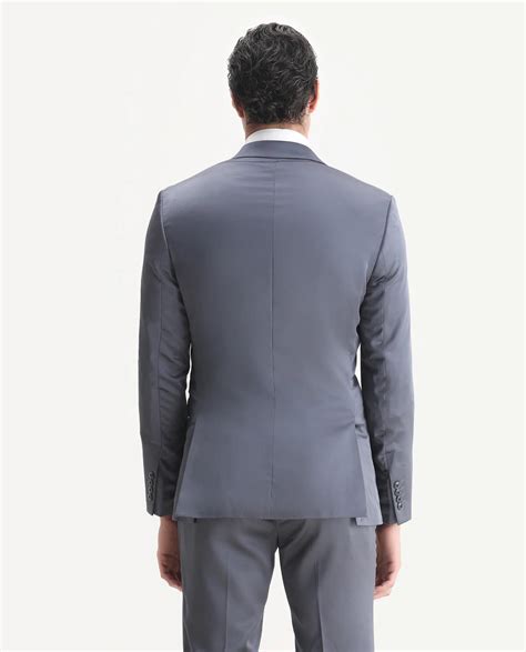 Rare Rabbit Men's Vance Dark Grey Satin Plain Tailored Fit Full Sleeve