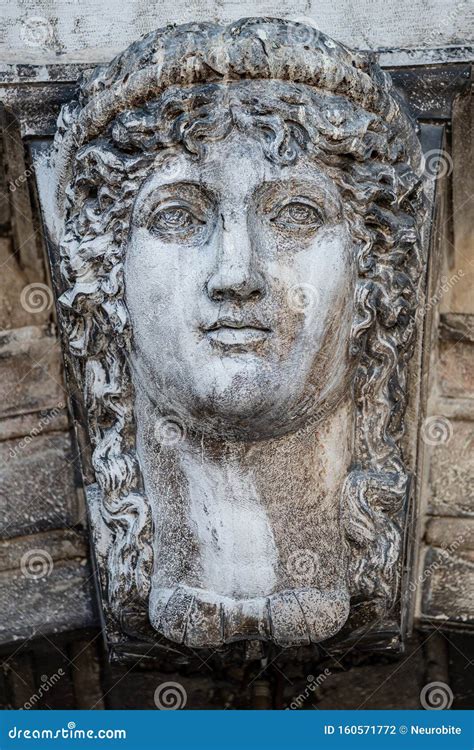 Ancient Aged Sculpture of Beautiful Venetian Renaissance Era Woman in ...