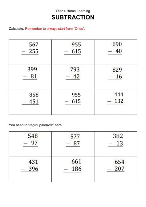 Image result for Subtraction Work Problem Worksheet Grade 4