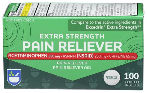 Buy Rite Aid Extra Strength Pain Reliever, Acetaminophen 250mg, Aspirin 250mg, Caffeine 65mg ...
