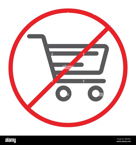 No shopping cart line icon, prohibited and forbidden, no shopping ...