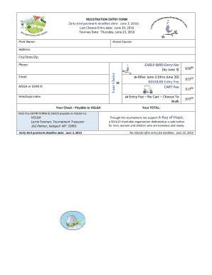 Fillable Online REGISTRATION ENTRY FORM Fax Email Print - pdfFiller