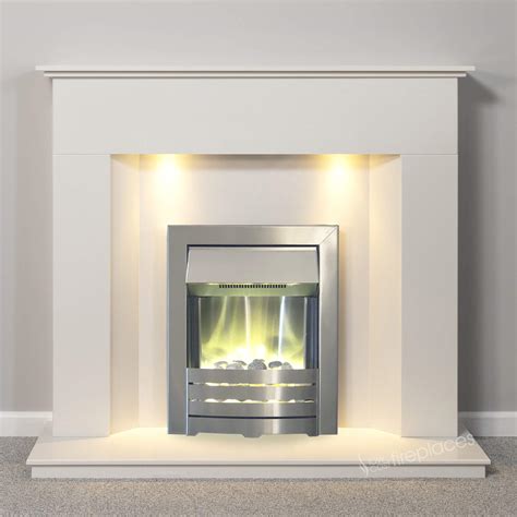 Buy White Marble Stone Modern Wall Fire Surround Electric LED Fireplace ...