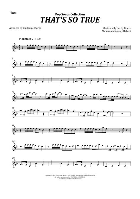 That's So True (arr. Guillaume Martin) by Gracie Abrams Sheet Music for ...