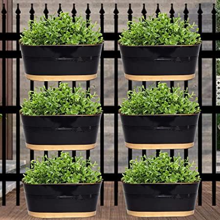 ecofynd 12 inches Balcony Railing Planter with Detachable Handle (Black ...