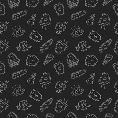 Hand drawn food and beverage seamless pattern background | Premium Vector