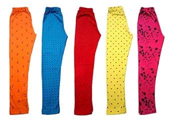 Buy LOVO Girls Pack of 5 Cotton Printed Leggings (Multicolor, 1-3 Years ...
