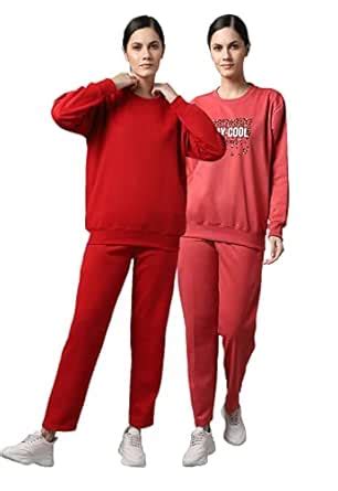 MACK JONNEY Fleece Printed Multicolor Tracksuit Co-ord Set for Women ...