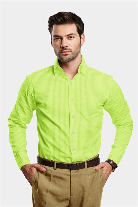 Lime Green and Parrot Green Pinstripes Cotton Shirt – kollercut