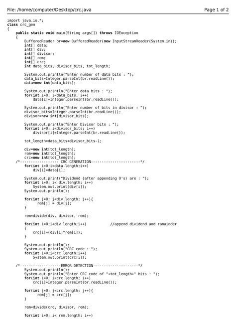 Crc - this is the source code of crc - File: Page 1 of 2 import class ...