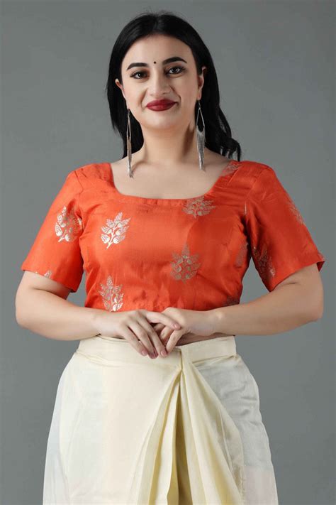 Buy Plus Size Tangy Orange Silk Blouse | Apella - The XS to 10XL Store
