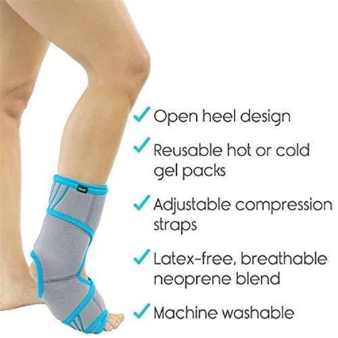 Vive Ankle Ice Pack Wrap - Foot Cold / Hot Compression Brace - Adjusta ...