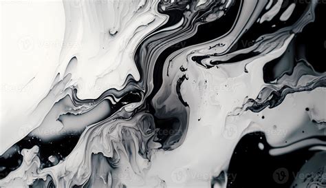 Close-up background image of ink, paint, marble black and white color ...
