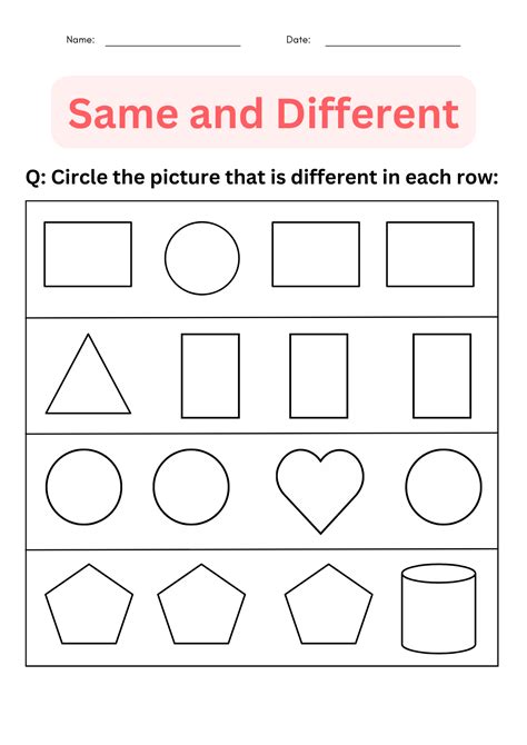 Same And Different Kindergarten Lessons at Joseph Stanfield blog