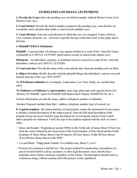 Orleans Parish Notice of Lis Pendens Form | Louisiana | Deeds.com