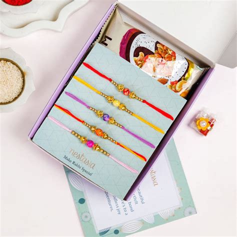 Classic Colour Set Of 5 Rakhi Gift Set For Brother Online - Premium ...