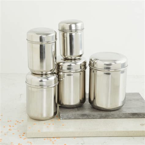 Buy Home Centre Corsica Silver Stainless Steel Container Set â€“ 5Pcs ...