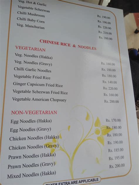 Menu at Charnock City, Alisha, Birkulti - Jaynagar Rd