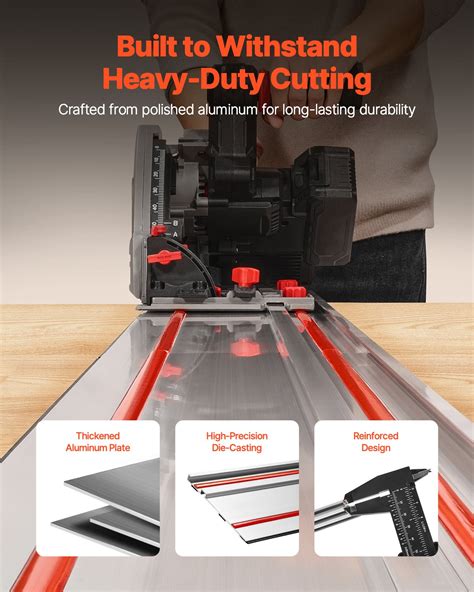 VEVOR Sawing Guide Rail - 4 PCS, 110-inch, 3 Connectors