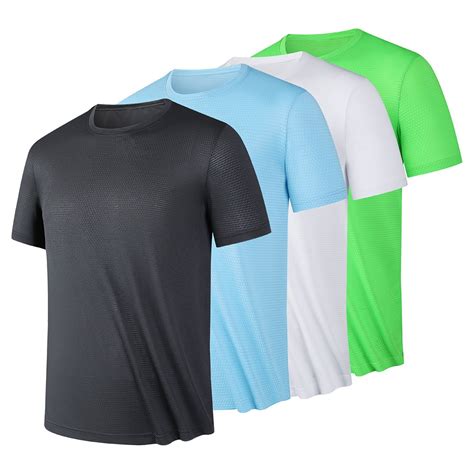 ZCFZJW 4 Pack Men's Quick Dry Shirts, Moisture Wicking Tees, Mesh ...
