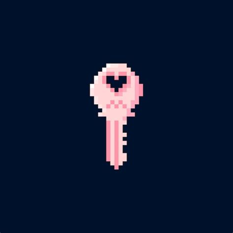 Illustration vector graphic of pink heart key in pixel art style ...
