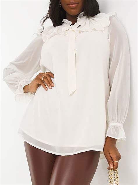 Plus Size wholesale clothing by simply be - - PRISTINE High Neck Ruffle ...