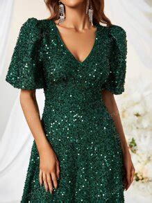 YISIKADO Puff Sleeve Sequin Prom Dress | SHEIN EUR