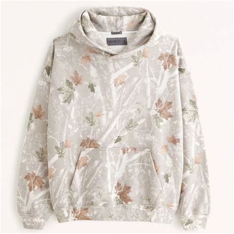 Abercrombie & Fitch Essential Popover Hoodie Off White Camo Small S NWT ...