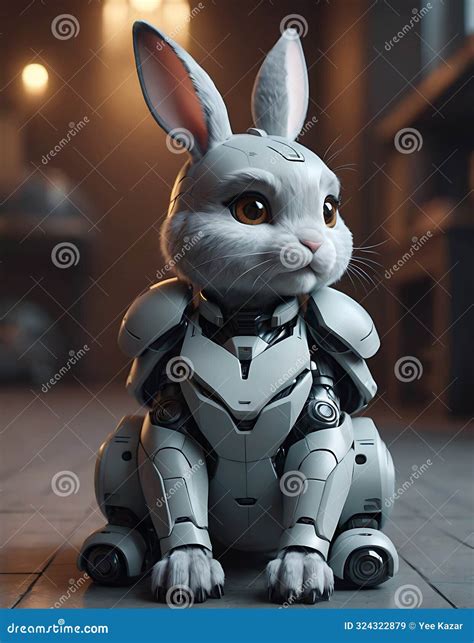 Robotic Rabbit - Futuristic AI-Powered Companion. Generative Ai Stock Illustration ...