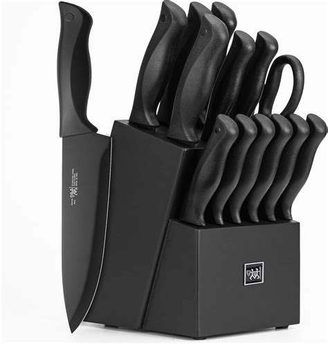 HUNTER.DUAL Knife Set, Dishwasher Safe Kitchen Knife Set with Block, 15 ...