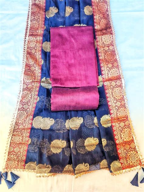 Maroon color silk fabric with banarsi silk dupatta – Aaditri fab