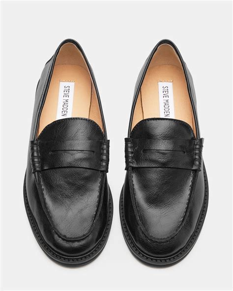 MADISON Black Leather Women's Penny Loafer – Steve Madden