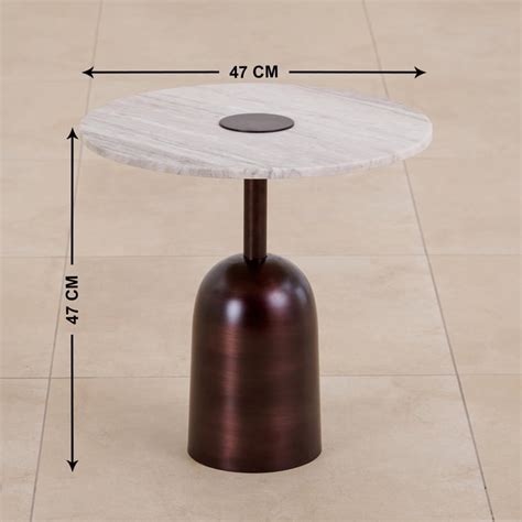 Buy Helios Romano Marble Top End Table - Beige from Helios by Home ...