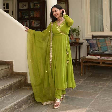 Maithali Green Designer Georgette Anarkali Suit Set for Women Online ...