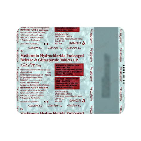AMARYL M1 TABLET 20'S : View Price, Combination and Alternatives | Medkart