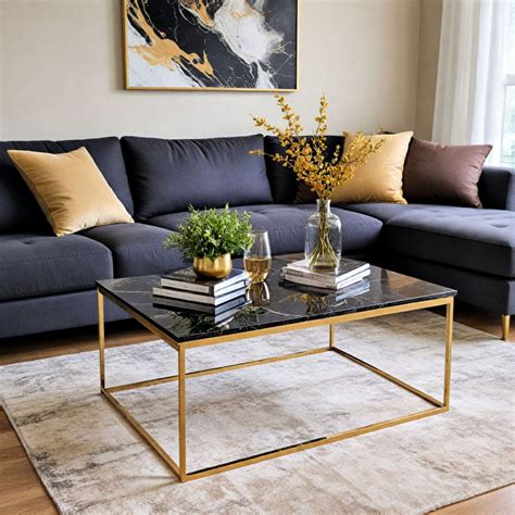 Elegant Black and Gold Living Room Coffee Table – Timeless Luxury for ...