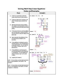 Image result for Solving Multi-Step Equations Notes.pdf