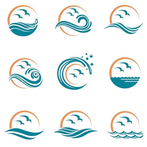 Sea waves icons | Premium Vector