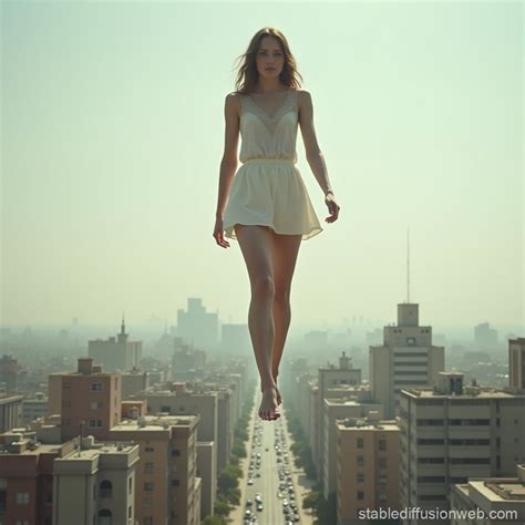Giant Woman Towers Over Tiny City | Stable Diffusion Online