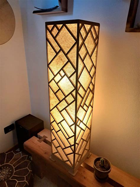 Japanese Style Floor Lamp. Handcrafted Lamp Made of Solid Wood and ...
