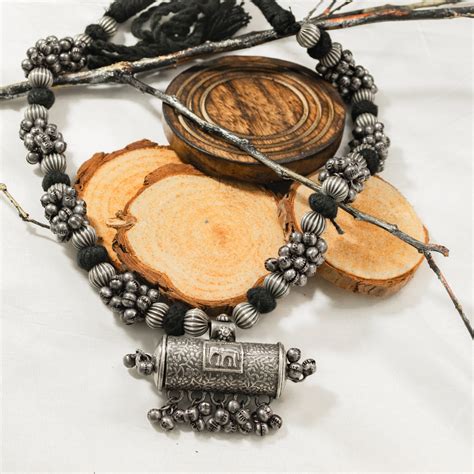 Dholak Ghungroo Oxidised Neckpiece - Online Jewelry Store