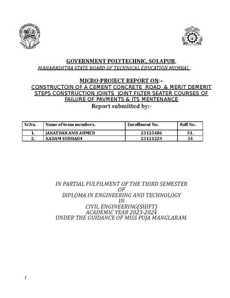 HEN Microproject 100 - GOVERNMENT POLYTECHNIC, SOLAPUR. MAHARASHTRA ...