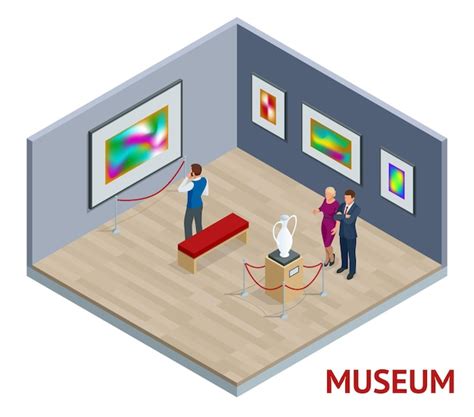 Isometric museum interior or art gallery concept. exhibitions ...